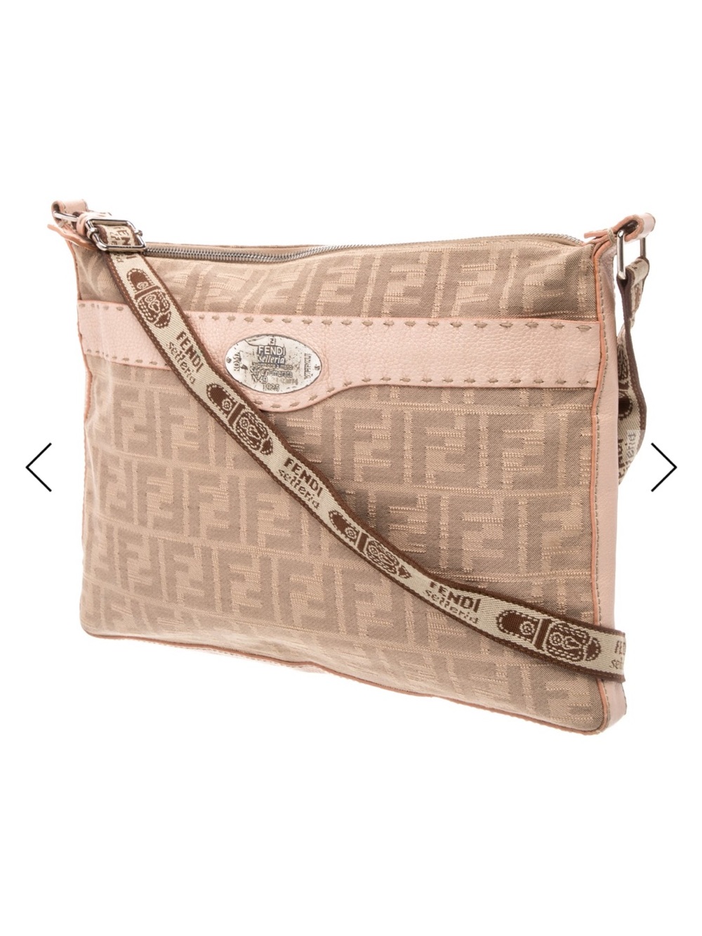 Fendi Selleria vintage Light Pink leather, trim Beige Monogram Crossbody